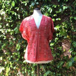 Anthropologie coral detailed blouse NWT